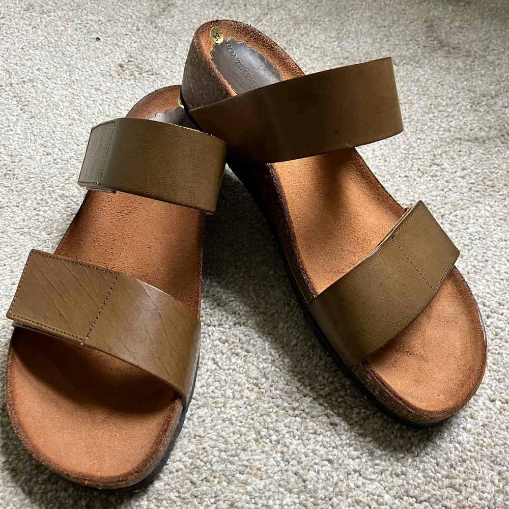 Ponte Vecchio Italian leather wedge sandals slides boho minimalist coastal 8